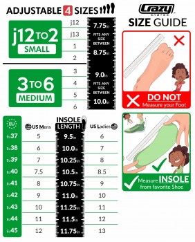 CRAZY Retro Roller Adjustable Skates Sizing Guide
